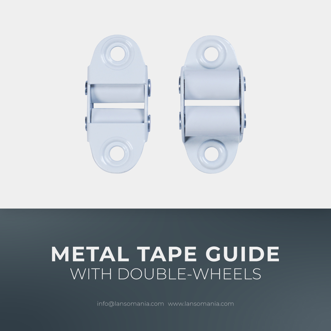 Metal tape guide with double-wheels