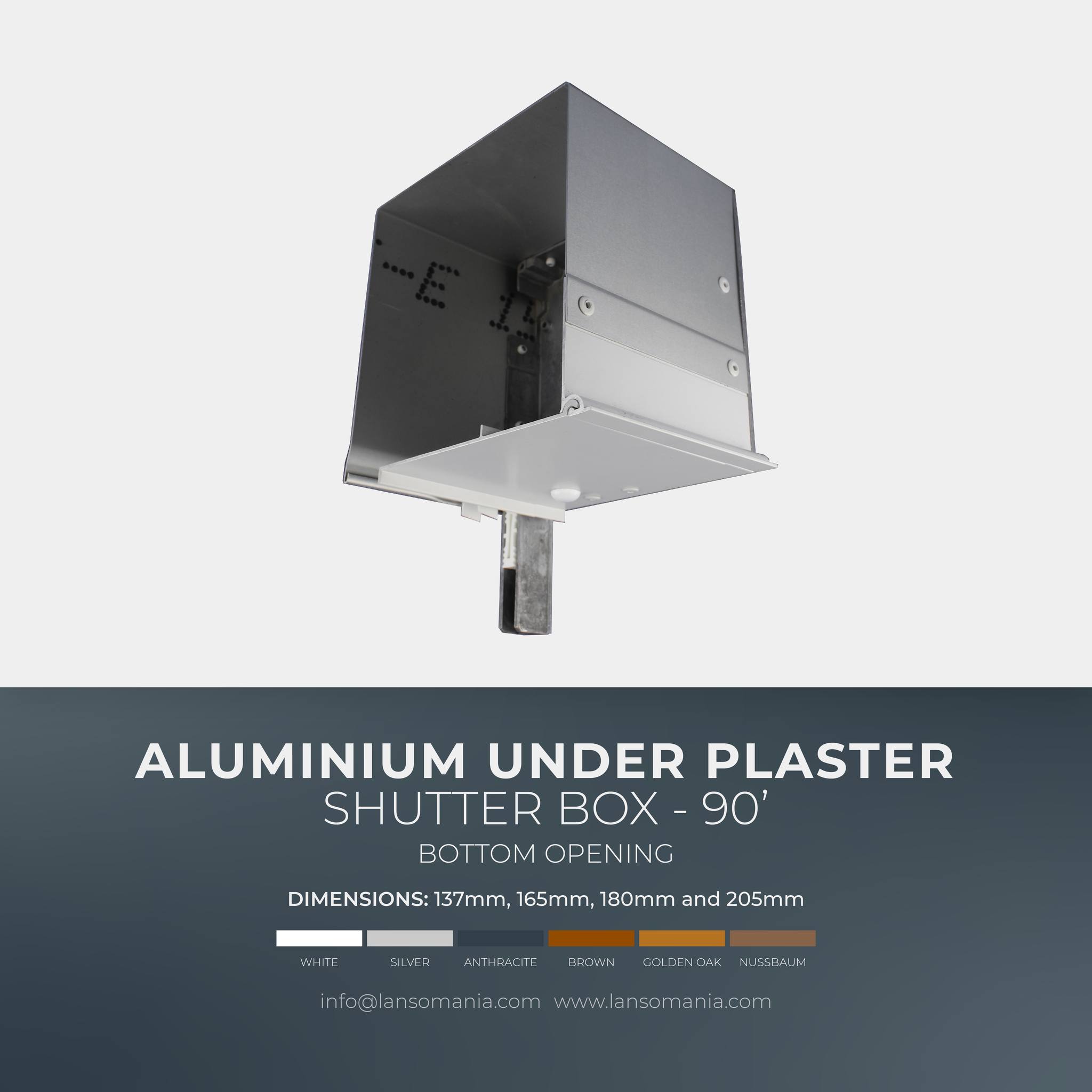 Aluminium under plaster shutter boxes – 90′