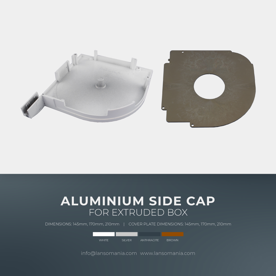Aluminium side cap for extruded box
