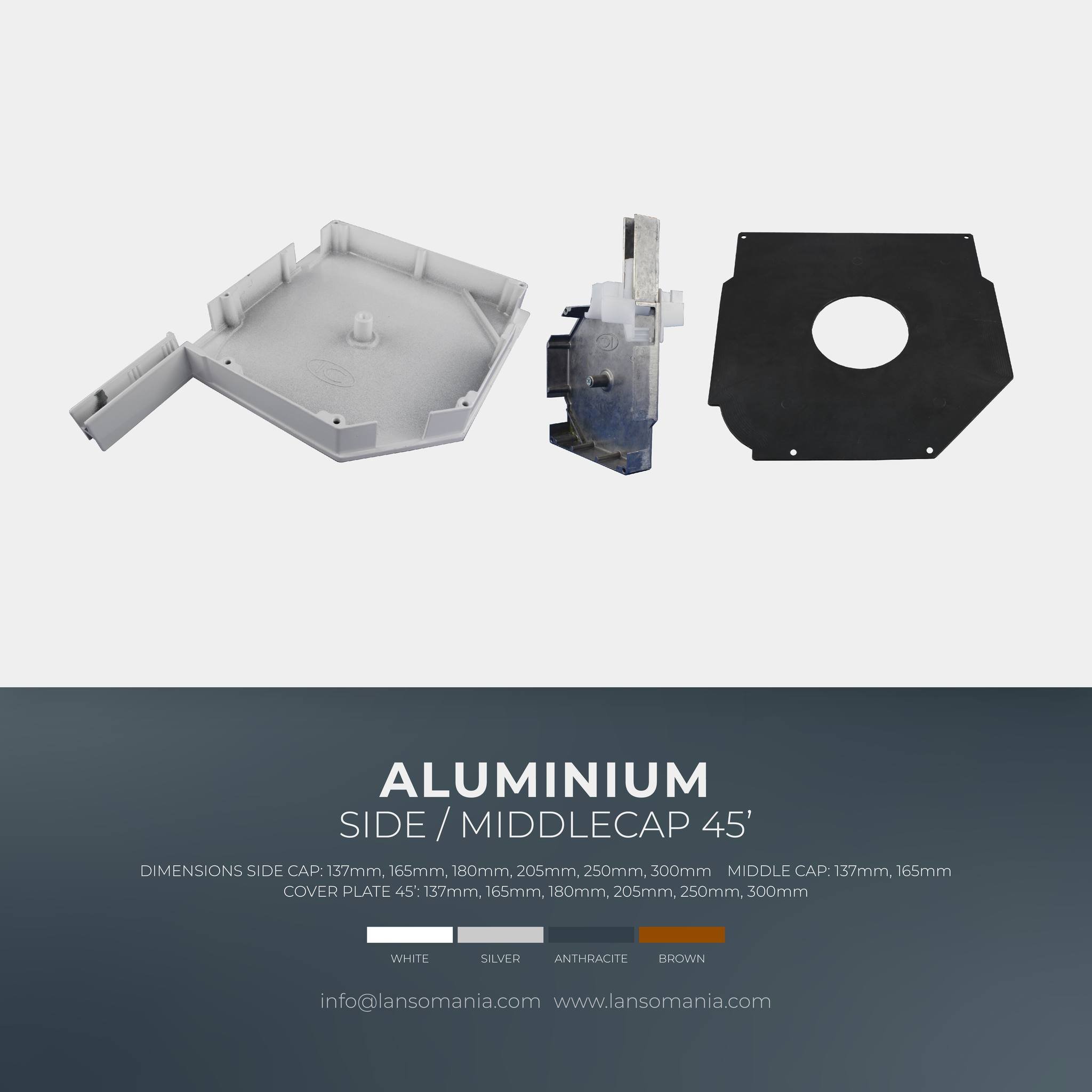 Aluminium side/middle cap – 45′